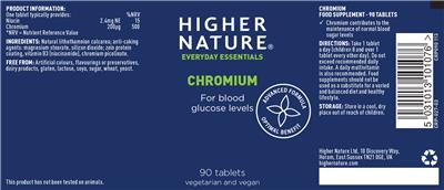 Photo of the Higher Nature Chromium label