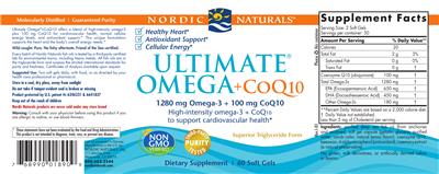 Photo of the Nordic Naturals Ultimate Omega + CoQ10 label