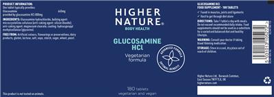 Photo of the Higher Nature Glucosamine HCl label