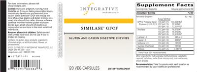 Photo of the Integrative Therapeutics Similase GFCF label