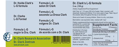 Photo of the Dr. Clark Research Association Dr. Clark Zentrum Dr. Hulda Clark's L-G Formula label