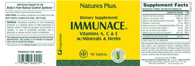 Photo of the Natures Plus Immunace label
