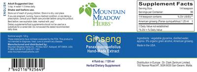 Photo of the Mountain Meadow Herbs Ginseng label