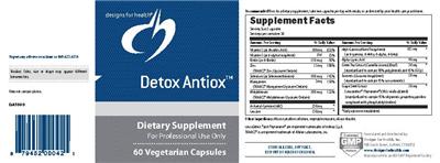 Photo of the Designs for Health Detox Antiox label