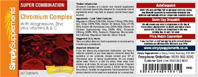 Photo of the SimplySupplements Chromium Complex label