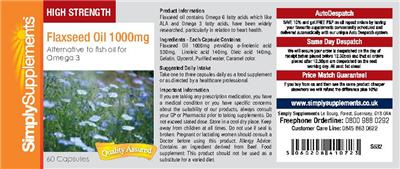 Photo of the SimplySupplements Flaxseed Oil 1000 mg label