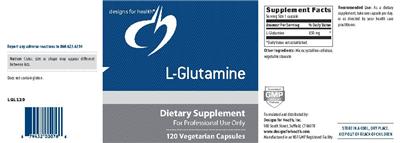 Photo of the Designs for Health L-Glutamine label