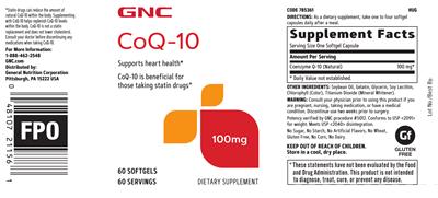 Photo of the GNC CoQ-10 100 mg label