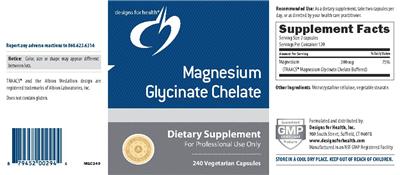 Photo of the Designs for Health Magnesium Glycinate Chelate label