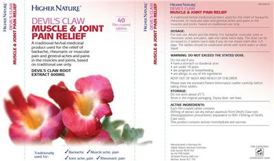 Photo of the Higher Nature Devil's Claw label