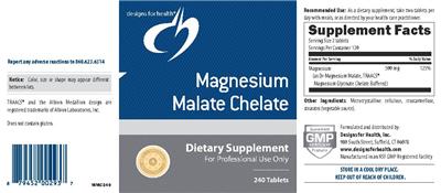 Photo of the Designs for Health Magnesium Malate Chelate label