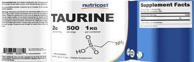 Photo of the Nutricost Taurine 2 g Unflavored label