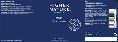 Photo of the Higher Nature MSM label