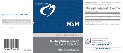 Photo of the Designs for Health MSM label