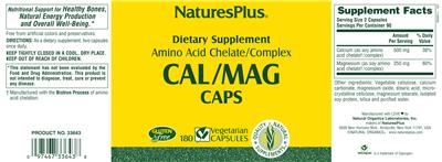 Photo of the Natures Plus Cal/Mag Caps label