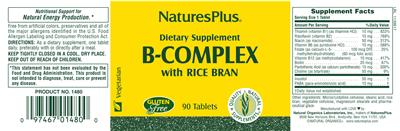 Photo of the Natures Plus B-Complex with Rice Bran label