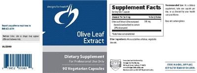 Photo of the Designs for Health Olive Leaf Extract label