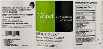 Photo of the DaVinci Laboratories Of Vermont Energy-Plex label