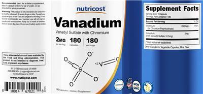 Photo of the Nutricost Vanadium 2 mg label