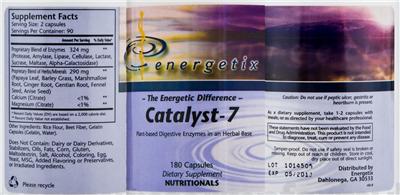 Photo of the Energetix Catalyst-7 label