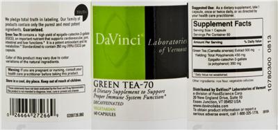 Photo of the DaVinci Laboratories Of Vermont Green Tea-70 label