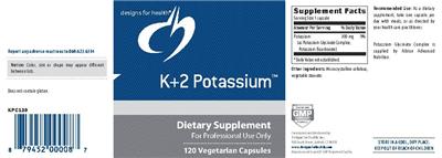 Product label for K+2 Potassium
