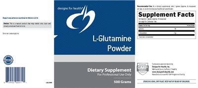 Photo of the Designs for Health L-Glutamine Powder label