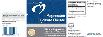 Photo of the Designs for Health Magnesium Glycinate Chelate label