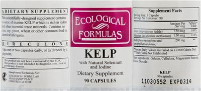 Photo of the Ecological Formulas Kelp with Natural Selenium and Iodine label