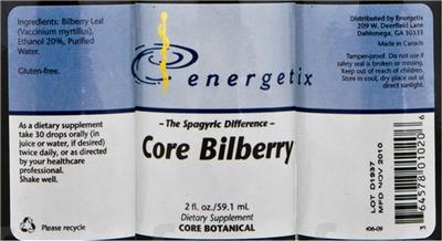 Photo of the Energetix Core Bilberry label