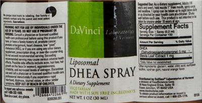 Photo of the DaVinci Laboratories Of Vermont Liposomal DHEA Spray label