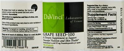 Photo of the DaVinci Laboratories Of Vermont Grape Seed - 100 label