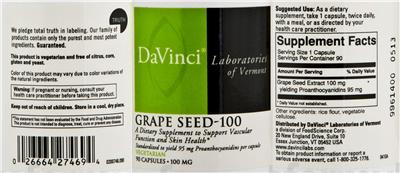 Photo of the DaVinci Laboratories Of Vermont Grape Seed - 100 label