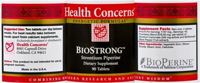 Photo of the Health Concerns BioStrong label