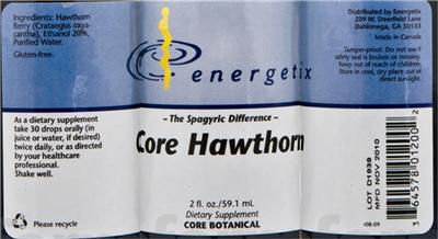 Photo of the Energetix Core Hawthorn label