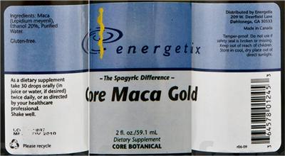 Photo of the Energetix Core Maca Gold label