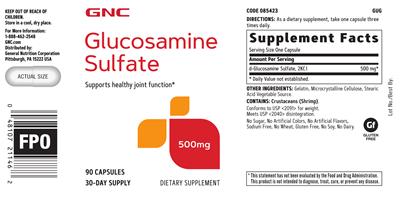 Photo of the GNC Glucosamine Sulfate 500 mg label