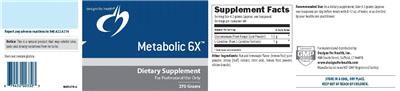 Photo of the Designs for Health Metabolic 6X label