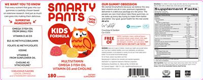 Photo of the SmartyPants Kids Formula label