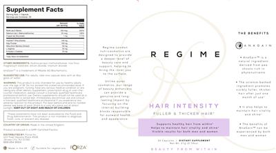 Photo of the Regime Hair Intensity label