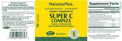 Photo of the Natures Plus Super C Complex label
