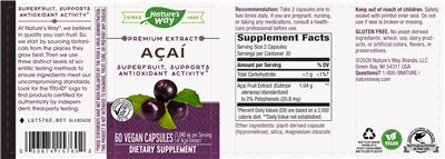 Photo of the Nature's Way Acai 1040 mg label