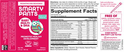 Photo of the SmartyPants Baby Multi & DHA label
