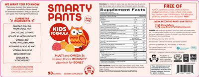 Photo of the SmartyPants Kids Formula label