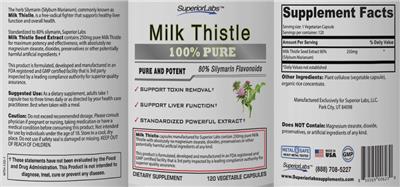 Photo of the SuperiorLabs Milk Thistle label