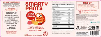 Photo of the SmartyPants Kids Formula label