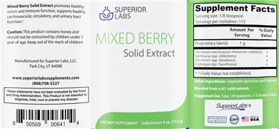 Photo of the SuperiorLabs Mixed Berry Solid Extract label