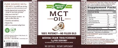 Photo of the Nature's Way MCT Oil 3 g label