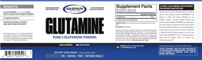 Photo of the Gaspari Nutrition Glutamine Unflavored label