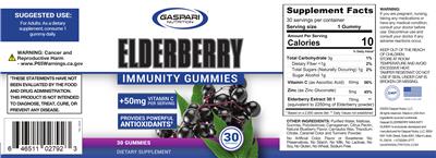 Photo of the Gaspari Nutrition Elderberry Immunity Gummies label